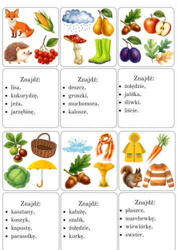  Znajdź Jesienne Elementy Według Opisu - Jesień