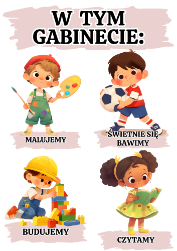 Tabliczki Z Napisami ( wzór 1 ) - W  tej grupie / sali / klasie / świetlicy/ gabinecie ... 