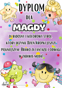 Dzień Kropki - Kropeczkowy Pokaz Mody - Dyplom z możliwością edycji