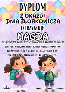 Dzień Żłobkowicza - Dyplom wzór 1 z możliwością edycji tekstu