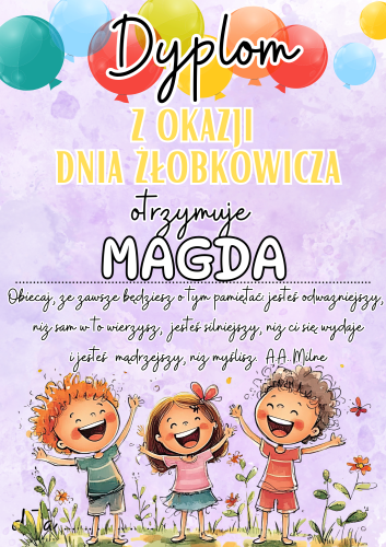 Dzień Żłobkowicza - Dyplom wzór 3  z możliwością edycji tekstu  (1)