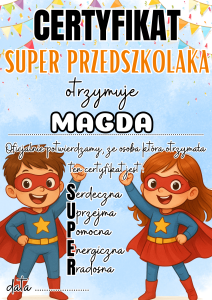 Dzień Przedszkolaka - Certyfikat Super Przedszkolaka - wersja 1