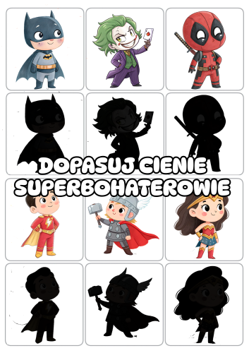 Dopasuj Cienie- Superbohaterowie - Dzień Chłopaka
