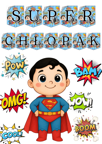 Dekoracje  Super Chłopak + Napis  - Dzień Chłopaka 