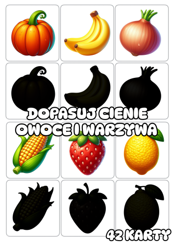 Dopasuj Cienie - Owoce i Warzywa