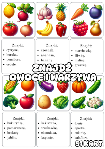 Znajdź Plansze Według Opisu - Owoce i Warzywa
