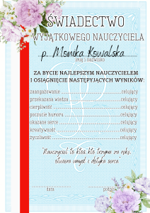 Dzień Edukacji - Świadectwo Dla Nauczyciela - z możliwością edycji