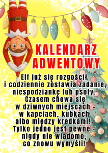 Kalendarz Adwentowy - Elf Psotnik - Listy w formie zadań dla dzieci, Dyplomy, Odznaki i Zadania do Druku  (1)