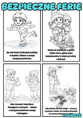 Bezpieczne Ferie - Plansze Biało - Czarne