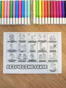 Bezpieczne Ferie - Kolorowanka A4  