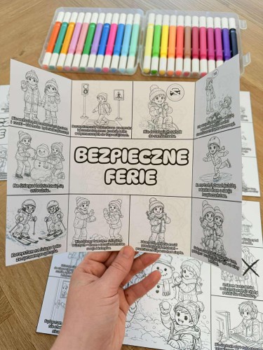 Bezpieczne Ferie - Książeczka Składana  / Kolorowanka Dwustronna 