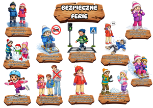 Bezpieczne Ferie - Tabliczki z napisami