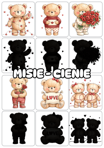 Misie - Dopasuj Cienie - Walentynki