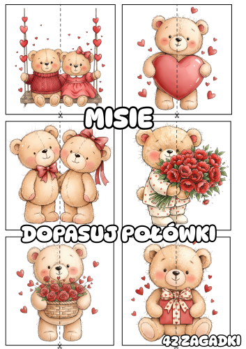 Misie - Dopasuj Połówki - Walentynki 