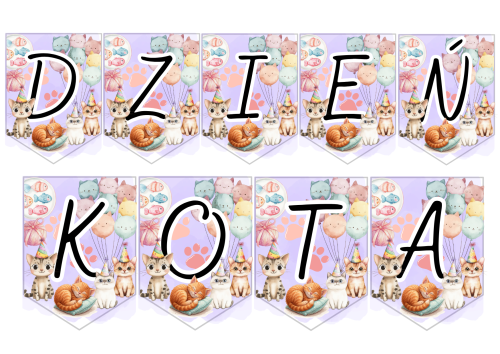 Napis / Girlanda ( wzór 4 ) - Dzień Kota
