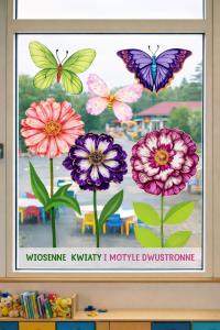 Dekoracje Wiosenne Dwustronne - Kwiaty i Motyle - Wiosna