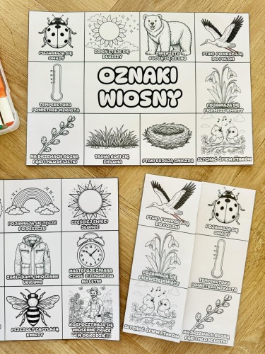 Oznaki Wiosny - Książeczka Składana / Wklejka - Wiosna 