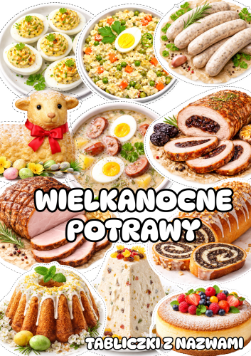 Wielkanocne Potrawy - Ilustracje z nazwami,- Wielkanoc