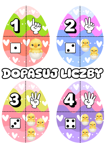 Dopasuj Liczby  / Liczenie - Pisanki - Wielkanoc