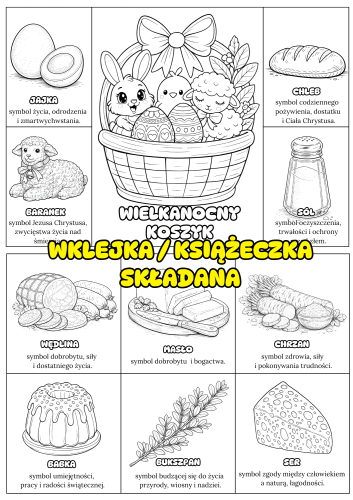 Wielkanocny Koszyk - Symbole z Opisami  - Wklejka / Książeczka Składana