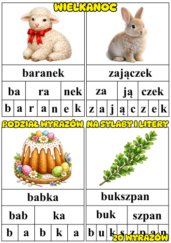 Podział Wyrazów na Sylaby i Litery - Wielkanocna Wersja