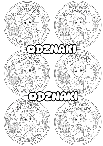 Odznaki Małego Patrioty ( wersja biało-czarna ) Dzień Niepodległości / Święto Konstytucji 3 Maja / Polska  (1)