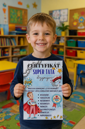 Certyfikat Super Taty z możliwością edycji - Dzień Taty