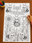 Kolorowanka A4 / Praca Plastyczna (wzór 1)  - Dzień Pszczoły