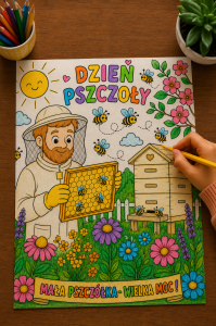Kolorowanka A4 / Praca Plastyczna (wzór 2 )  - Dzień Pszczoły 