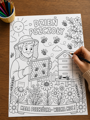 Kolorowanka A4 / Praca Plastyczna (wzór 2 )  - Dzień Pszczoły 