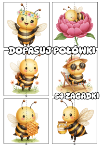 Pszczółki-  Dopasuj Połówki - Dzień Pszczoły