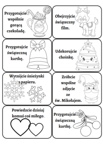 Adwentowe zadania dla całej grupy/ jednej osoby czarno-białe