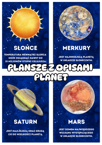 Plansze Z Opisami Planet - Dzień Kosmosu / Kosmos
