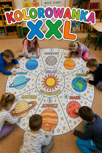 Układ Słoneczny - Okrągła Kolorowanka XXL - Dzień Kosmosu /  Kosmos