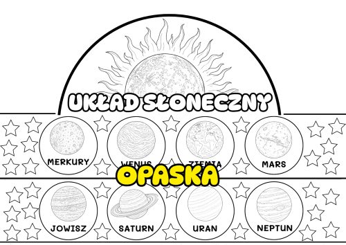 Układ Słoneczny - Opaska Biało - Czarna - Dzień Kosmosu/ Kosmos
