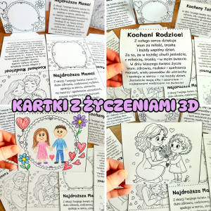 Składane  Kartki 3D z Życzeniami - Dzień Mamy i Taty/ Dzień Rodziny 