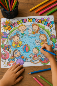 Witajcie Wakacje ! - Kolorowanka A4/A3/ Praca Plastyczna - Lato 