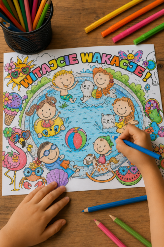 Witajcie Wakacje ! - Kolorowanka A4/A3/ Praca Plastyczna - Lato 