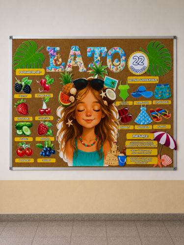 Lato - Gazetka z Tabliczkami - Wakacje / Zakończenie Roku  