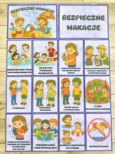 Bezpieczne Wakacje  Plansze ( wersja kolorowa  2) - Lato 