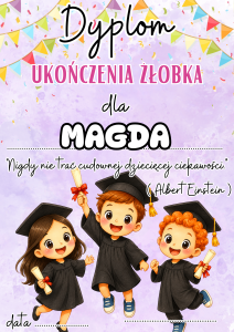 Dyplom Ukończenia Żłobka Z Możliwością Edycji - Zakończenie Roku
