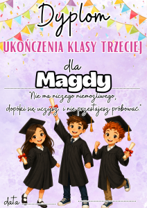 Dyplom Ukończenia Klasy Trzeciej Z Możliwością Edycji - Zakończenie Roku