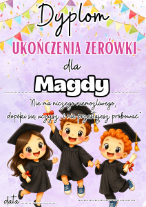 Dyplom Ukończenia Zerówki Z Możliwością Edycji - Zakończenie Roku