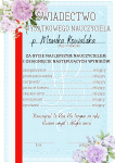 Świadectwo Dla Nauczyciela ( Z Możliwością Edycji ) - Zakończenie Roku 