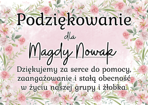 Podziękowania Dla Rodziców ( z możliwością edycji )  wersja Żłobek - Zakończenie Roku 