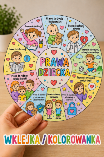 Prawa Dziecka - Okrągła Kolorowanka / Wklejka A4 - Dzień Dziecka  