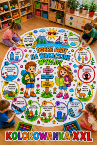 Dobre Rady Na Wakacyjne Wypady - Kolorowanka XXL  - Lato / Bezpieczne Wakacje  