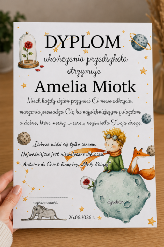 Mały Książe - Dyplom na Zakończenie Roku (z możliwością edycji )  