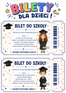Bilety Dla Dzieci ( wersja dla dziewczynki i chłopca ) - Zakończenie Roku    