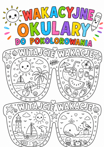 Witajcie Wakacje - Okulary do pokolorowania - Lato / Zakończenie Roku   (1)